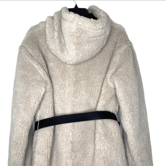 Ba&sh Paris Filip Hooded Teddy Faux Fur Long Ecru with Belt Coat Jacket NWT - Picture 8 of 15